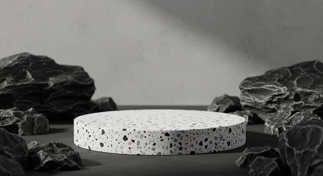 Minimalist Geometric Podium with Terrazzo Texture photo