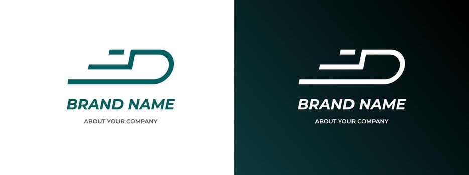 Speed letter D logo with forward arrow and minimal motion design. Creative template for transport company, digital software, mobile app, delivery service or innovative business branding. vector