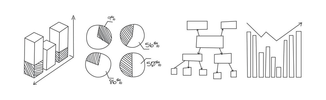 Statistics Chart and Graph Line Icon Set vector