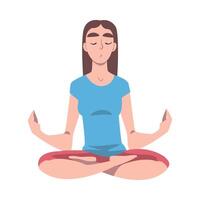 joven mujer con las piernas cruzadas sentado en padmasana o loto posición ilustración vector