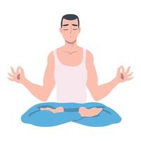 hombre meditando en loto posición vector