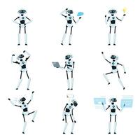Modern Robot as Programmable Machine Carrying out Series of Actions Set vector
