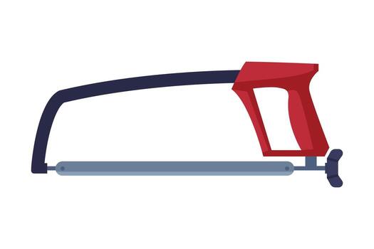 A red and blue saw with a handle on it vector