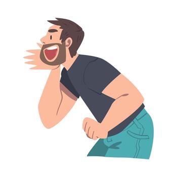 A man with a beard is laughing and pointing vector