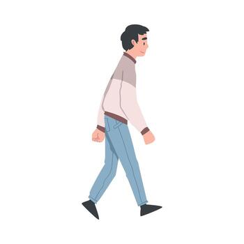 hombre personaje yendo o caminando tomando pasos adelante lado ver ilustración vector