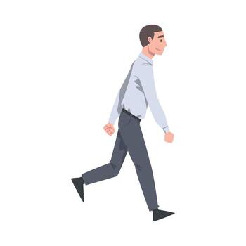 caminando hombre personaje tomando pasos adelante lado ver ilustración vector