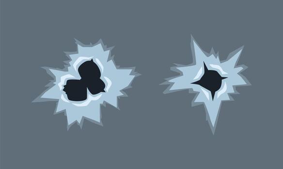 A pair of broken glass with a hole in it vector