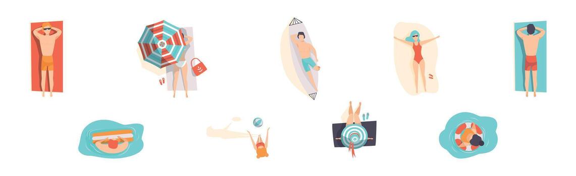 A set of different people in different poses vector