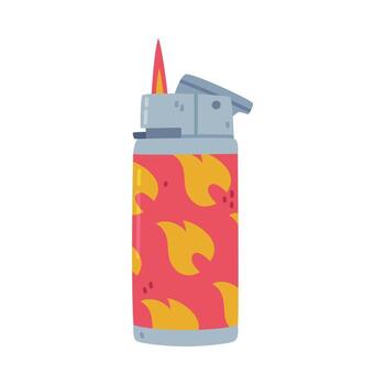 Red Lighter as Portable Device for Igniting Cigarette and Generating Flame Illustration vector