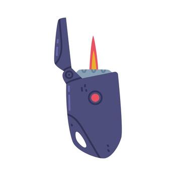 Blue Lighter as Portable Device for Igniting Cigarette and Generating Flame Illustration vector