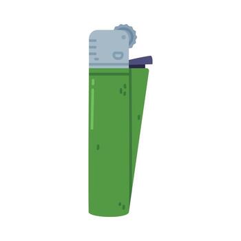 Green Lighter as Portable Device for Igniting Cigarette and Generating Flame Illustration vector