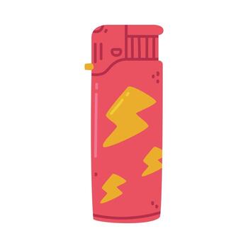 A red lighter with yellow lightning on it vector