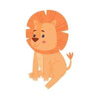 Funny Lion Character with Mane Sitting and Smiling Illustration vector