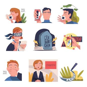 A set of icons depicting people with different types of problems vector