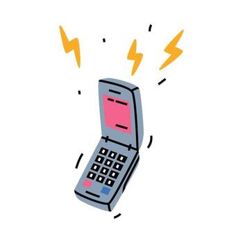 A cell phone with lightning coming out of it vector