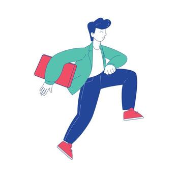 hombre personaje Moviente adelante lograr objetivo ilustración vector