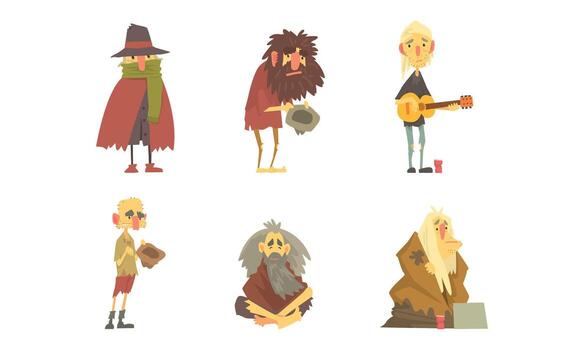 Cartoon characters of hobbits, wizards and other characters vector
