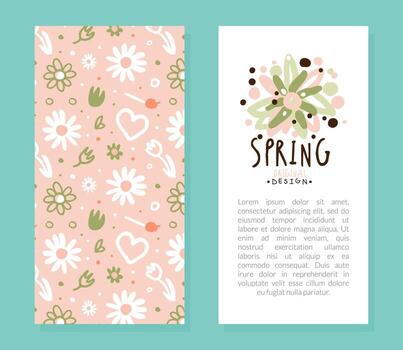 Spring floral pattern banner template vector