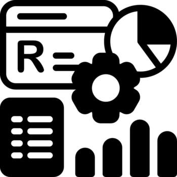 r programación moderno semi sólido negro icono vector