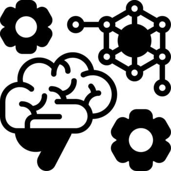 Logical Brain Function Modern Semi Solid Black Icon vector