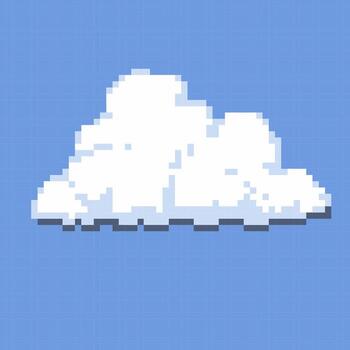 Cute pixel cloud illustration. Ideal for game development, web design, children's graphics or any creative project needing a retro aesthetic. vector