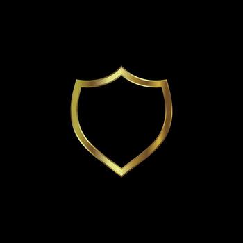 Stylish Simple Modern Gold Color Shield Secure Protection Icon Template vector
