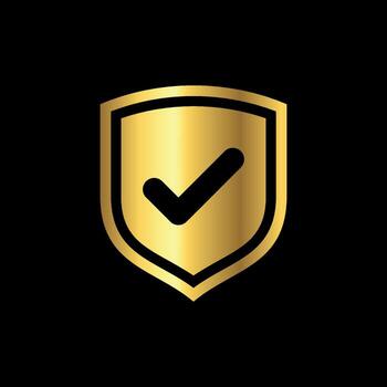 Simple Gold Color shield check mark icon template vector