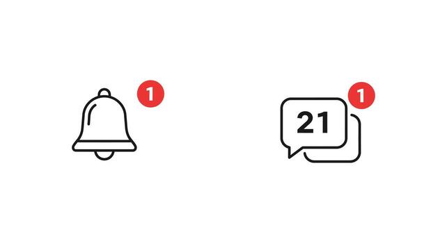 A set of icons that show a bell and a clock vector