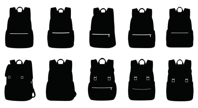 A set of black aprons with different pockets vector