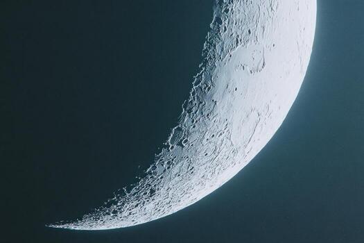 Hyper-realistic depiction of the Moon's curved surface in deep space photo
