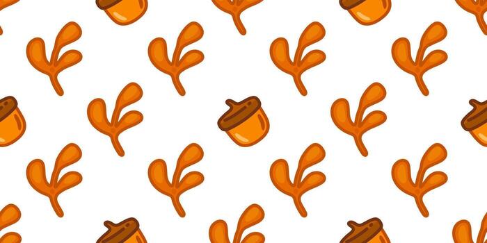 Seamless Acorn Twig Autumn Pattern vector