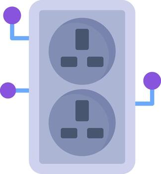 Smart Power Socket Automated Outlet Flat vector