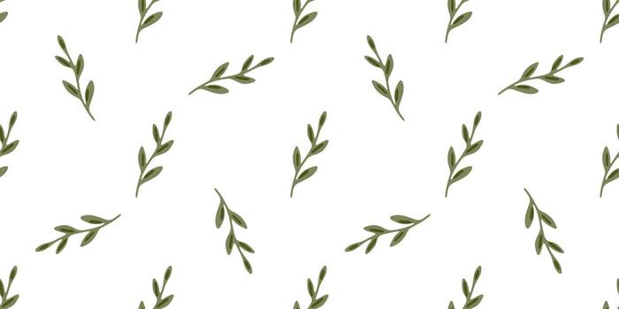 Seamless Green Leaf Twig Pattern vector