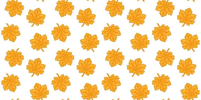 Seamless CaSeamless Cartoon Maple Leaf Pattern. Yellow cartoon maple leaves in flat style. Seamless autumn foliage pattern on white background.rtoon Maple Leaf Pattern vector