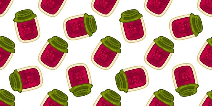 Seamless Raspberry Jam Jar Pattern vector
