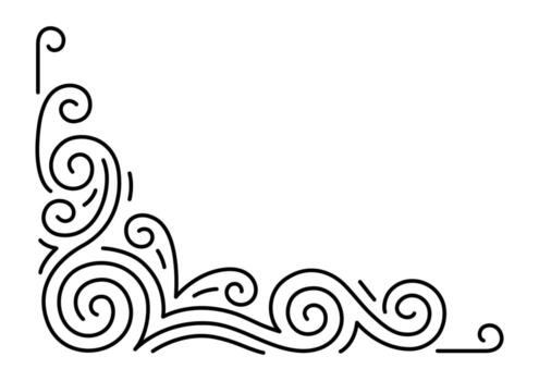 Line curl corner. Modern decorative linear element. vector