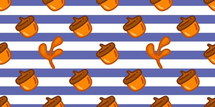 Acorn pattern on striped background vector