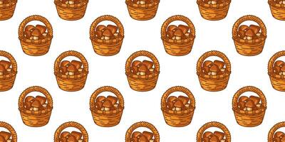 baskets with bread pattern vector