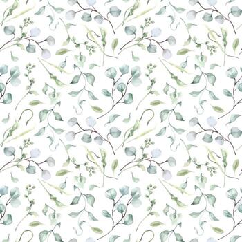 watercolor leafy pattern design vector