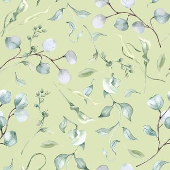 watercolor leaves on green background vector