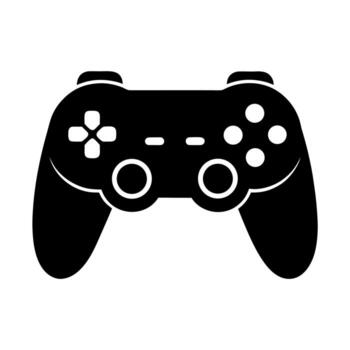 Minimalist Black Game Controller Icon with Buttons Layout vector