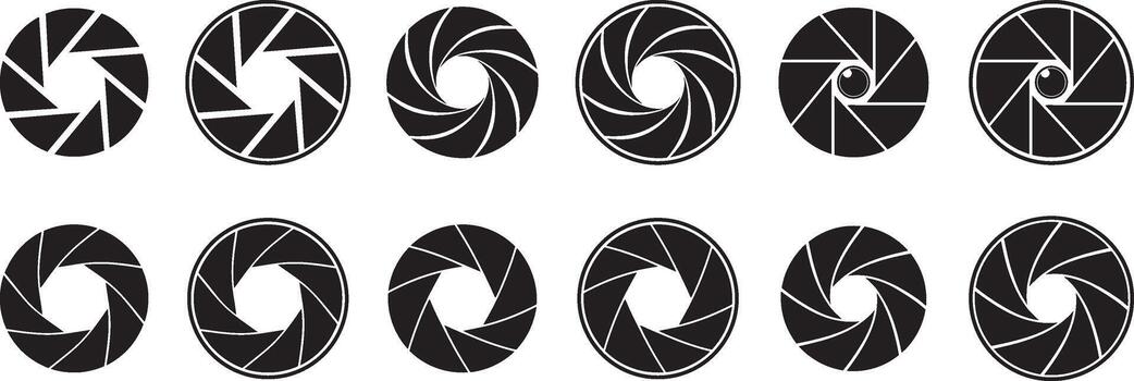 Set photo camera lens icons. Camera shutter icons. Camera Lens and Shutter Icons Set vector
