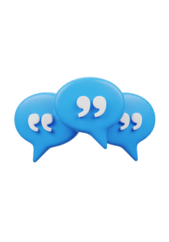 tre blu discorso bolle con Quotazione segni, che rappresentano comunicazione e dialogo isolato su trasparente sfondo png