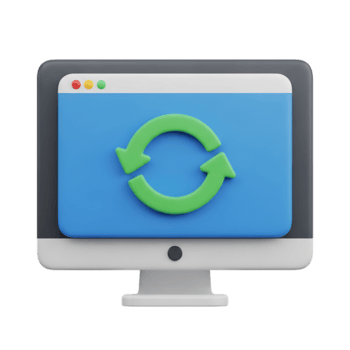 dator övervaka visning en refresh eller synkronisera ikon på skärm isolerat på transparent bakgrund png