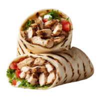 köstlich gegrillt Hähnchen Döner Wraps, aromatisch Mittelmeer Mahlzeit auf transparent Hintergrund png