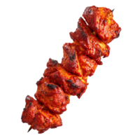köstlich gegrillt Hähnchen Kebab Spieß mit Gewürze, vorgestellt auf transparent Hintergrund png