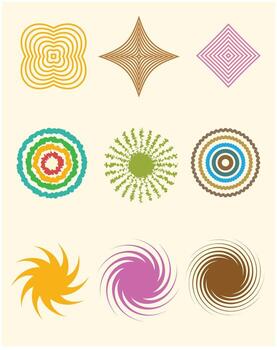 Set of Decorative Abstract Line, Circle, and Swirl Shapes vector