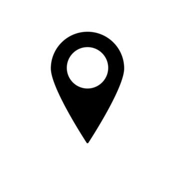 Minimal black location pin icon showing simple design and universal shape vector