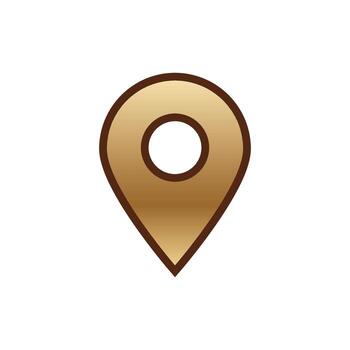 Simple gold map marker icon with brown outline and gradient fill design vector