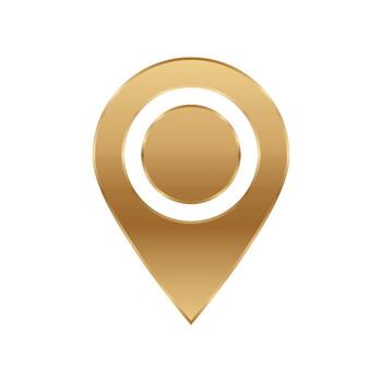 Golden map pin icon with white center for navigation and location vector